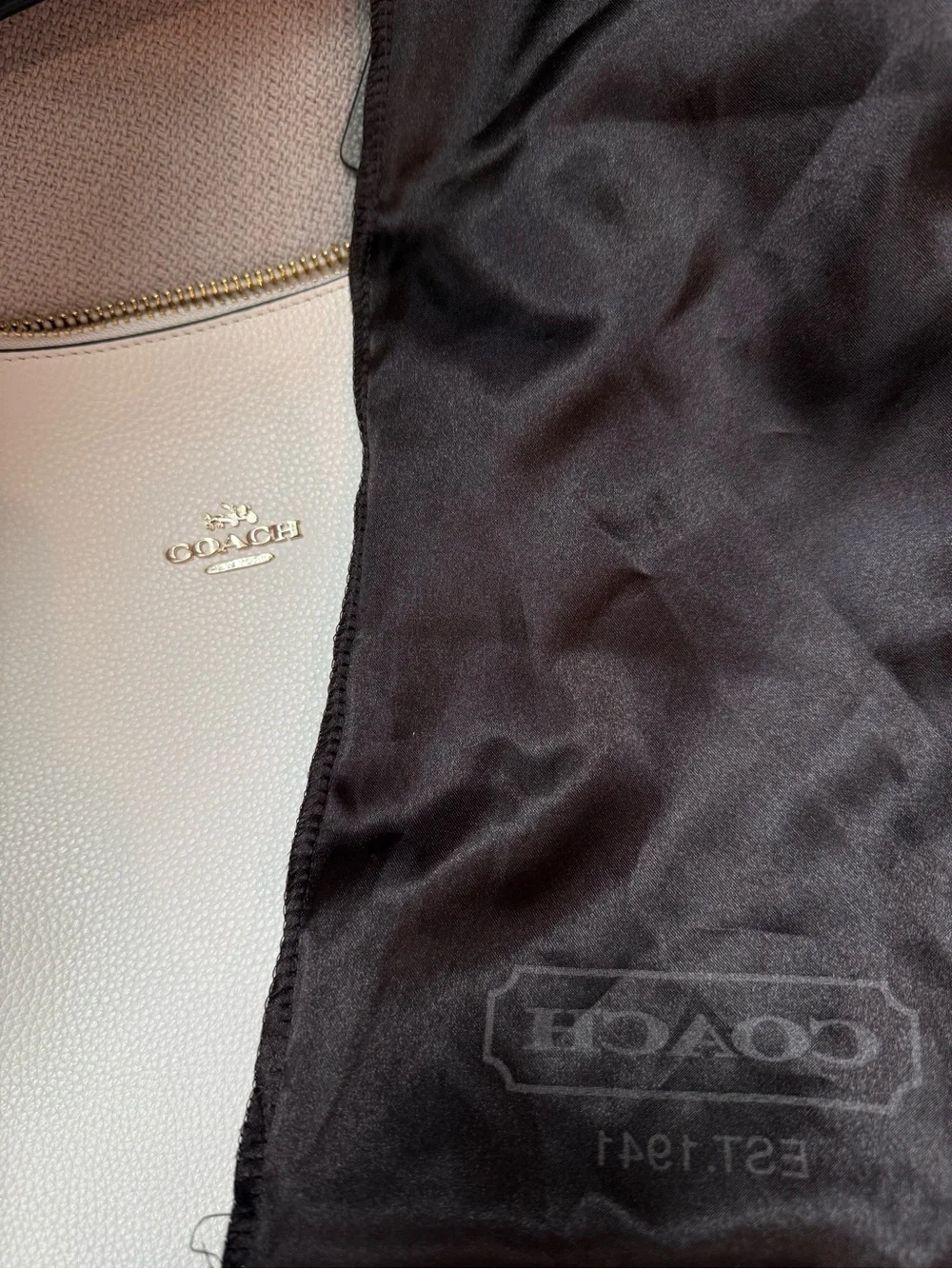 Coach Cream Pebble Leather Hobo + FREE Red Wallet
